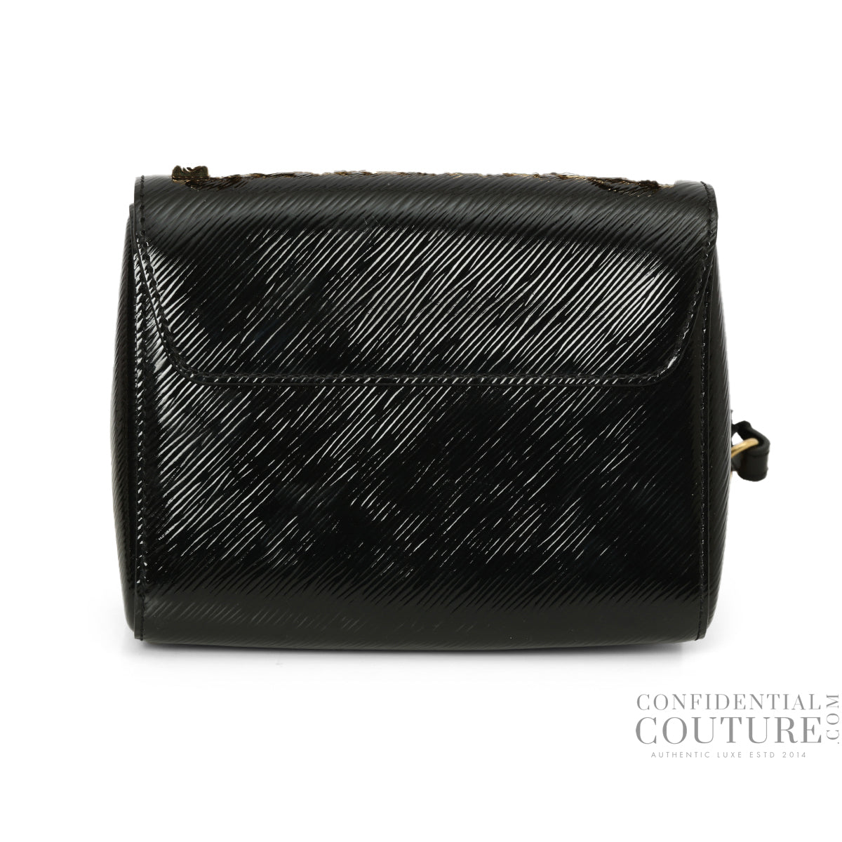 Black Epi Patent Leather Twist Pm Bag