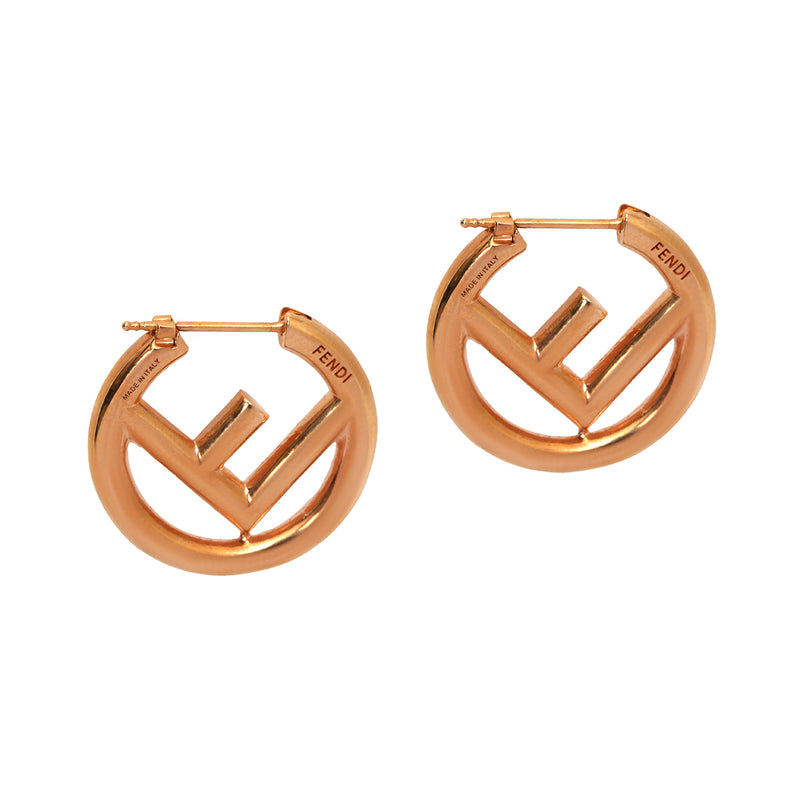 F is Fendi Rose Gold Coloured Earrings One Size