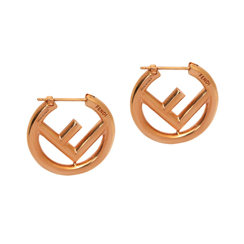 F is Fendi Rose Gold Coloured Earrings One Size