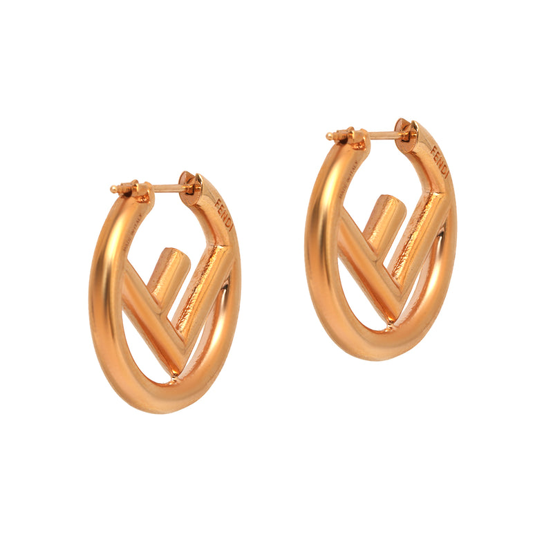 F is Fendi Rose Gold Coloured Earrings One Size