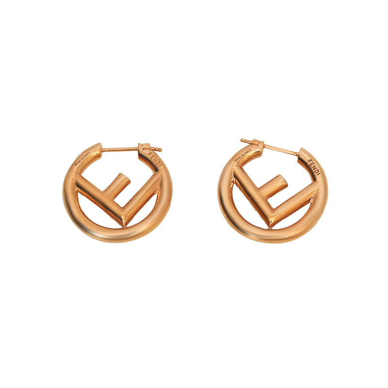 F is Fendi Rose Gold Coloured Earrings One Size