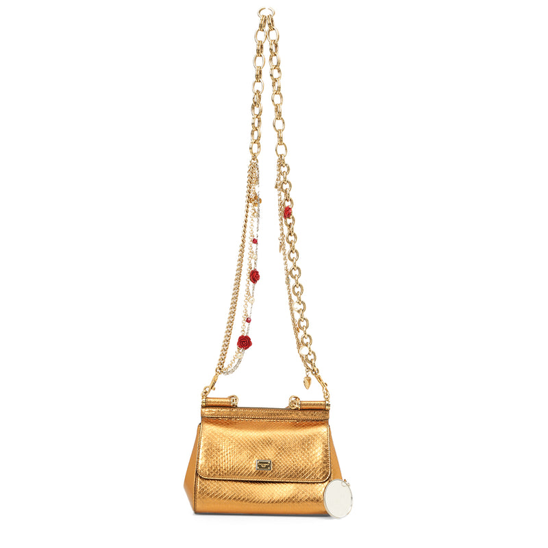 Python Embossed Small Sicily Handbag