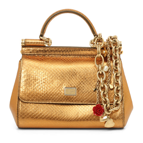 Python Embossed Small Sicily Handbag