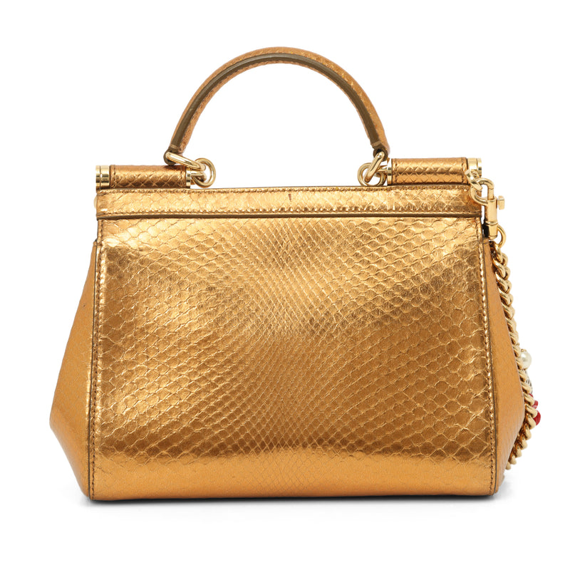 Python Embossed Small Sicily Handbag
