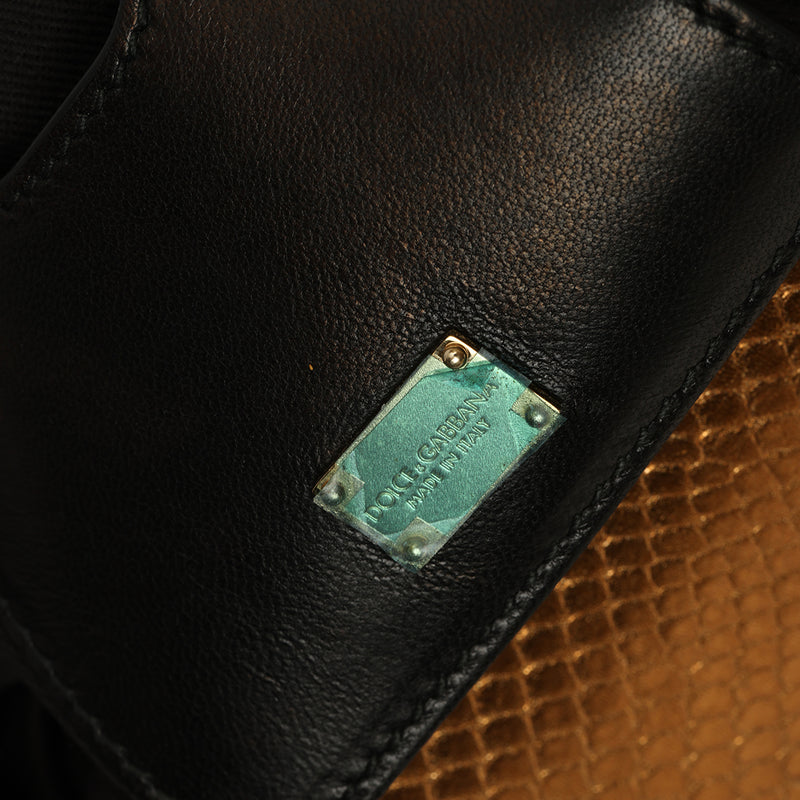 Python Embossed Small Sicily Handbag
