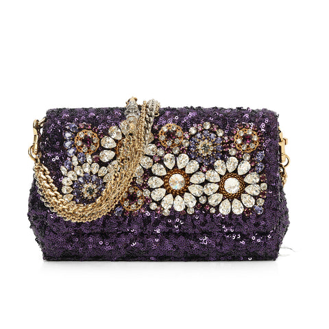 Anna Embellished Purple Shoulder Bag One Size