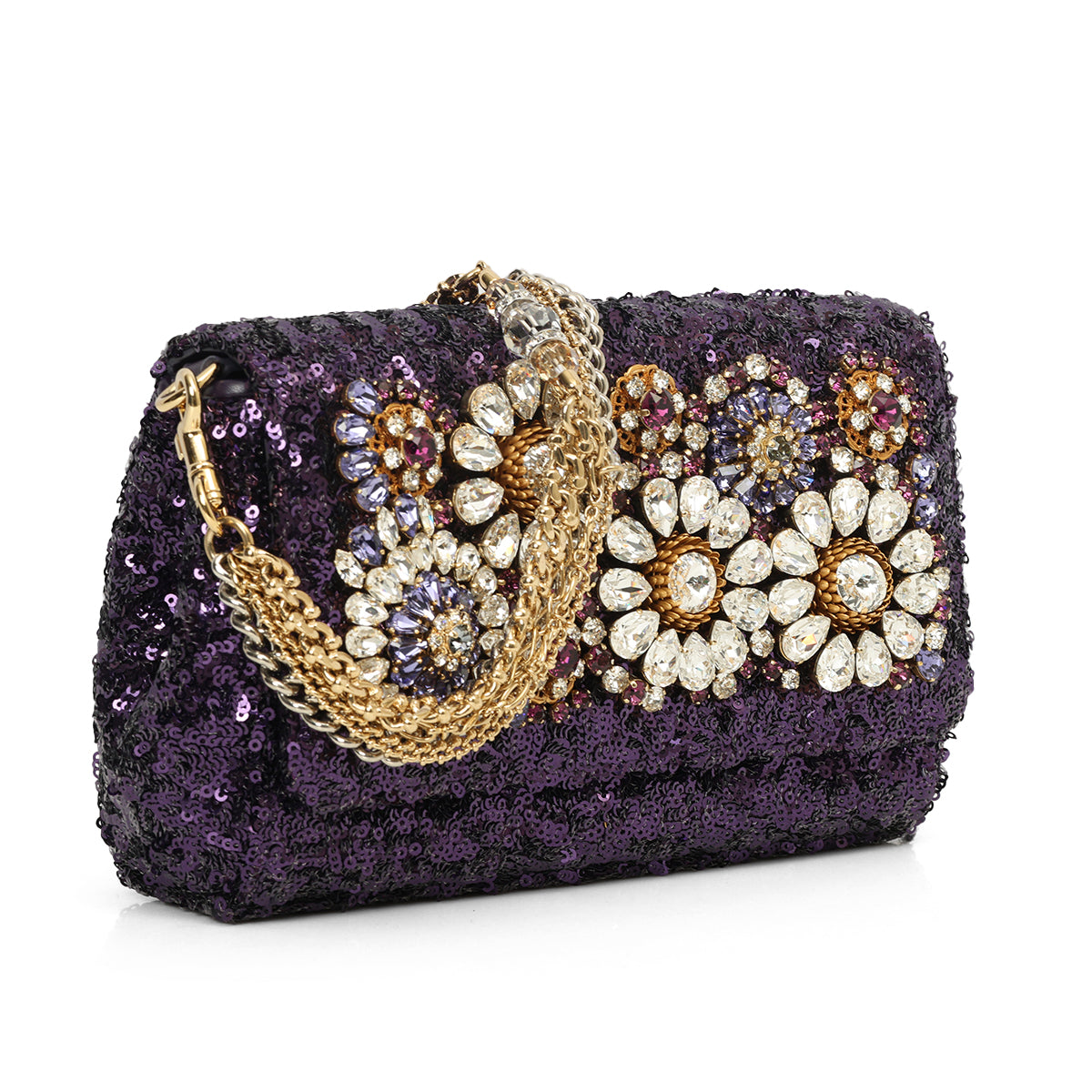 Anna Embellished Purple Shoulder Bag One Size