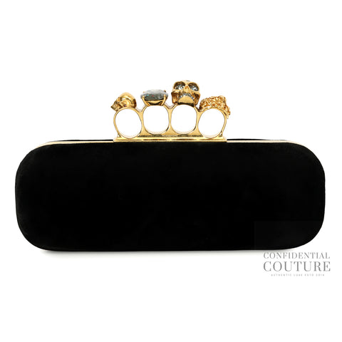 Black Velvet Knuckle Box Clutch