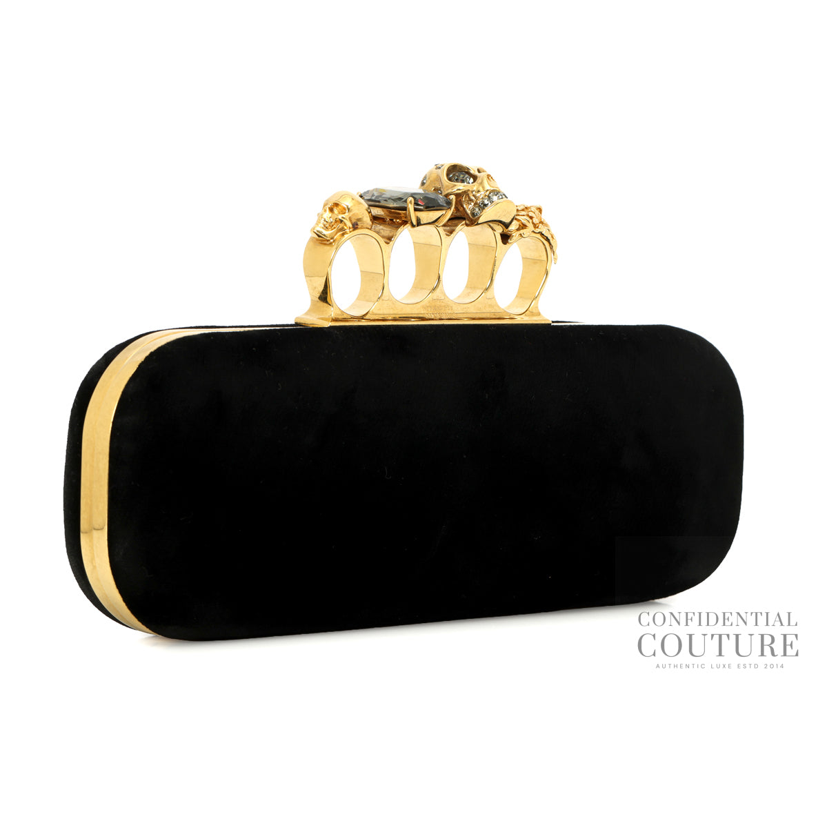 Black Velvet Knuckle Box Clutch