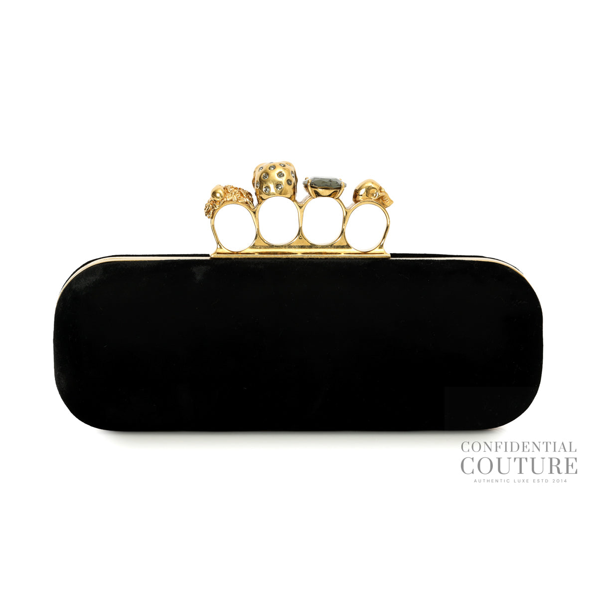 Black Velvet Knuckle Box Clutch