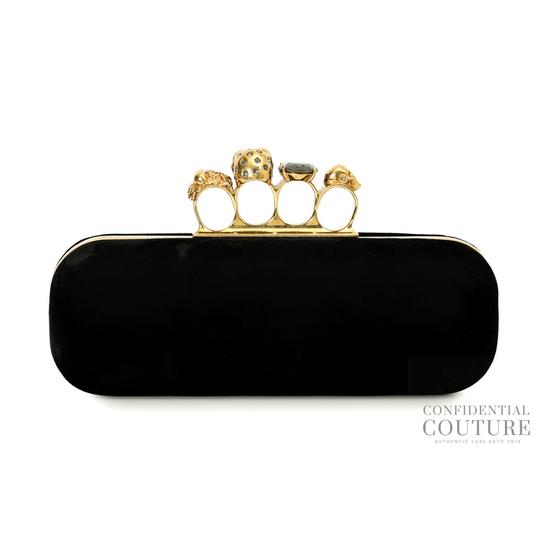 Black Velvet Knuckle Box Clutch