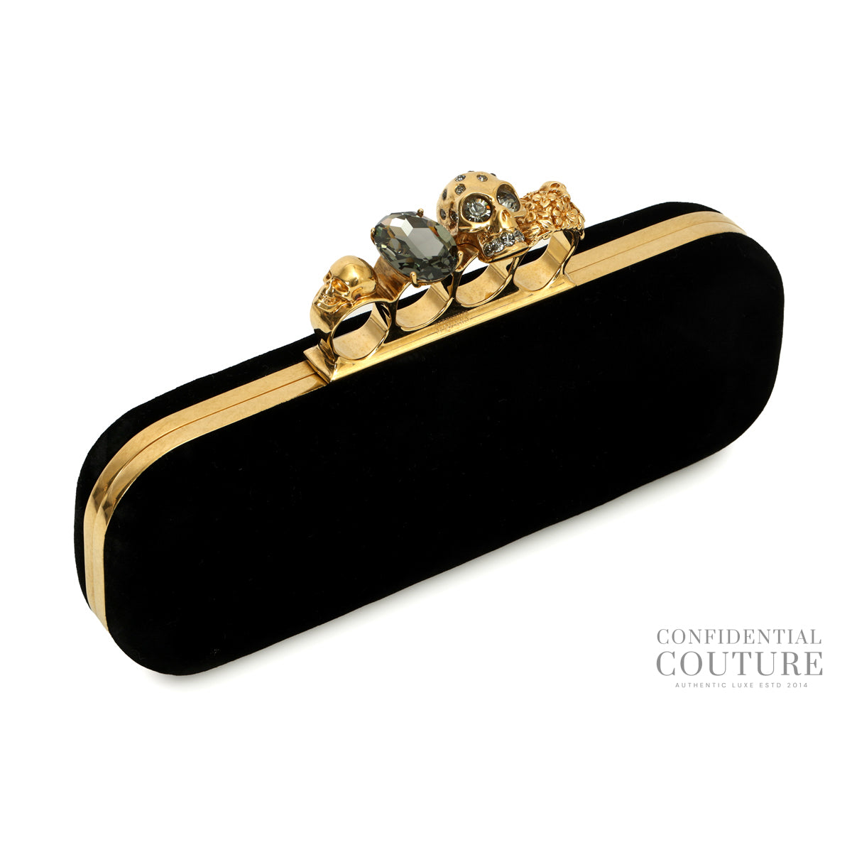 Black Velvet Knuckle Box Clutch