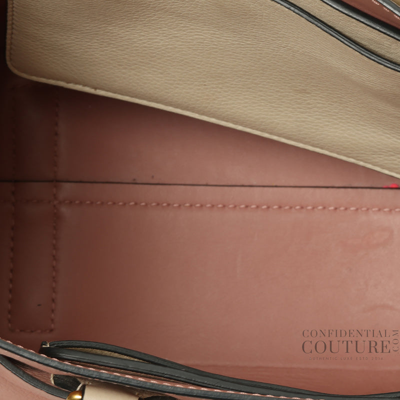 Pre owned Burberry Limestone/Dusty Rose Tri-Color Leather Small Belt Bag