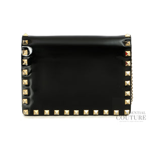 Garavani Black Patent Leather Rockstud Wallet On Chain