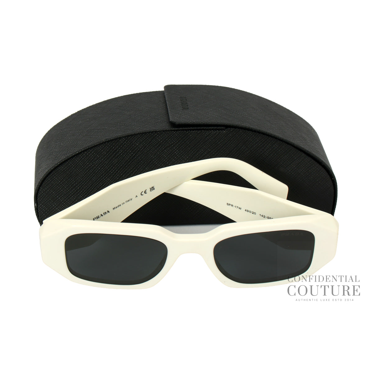 White UV-Protected Rectangle Sunglasses - 0PR 17WS
