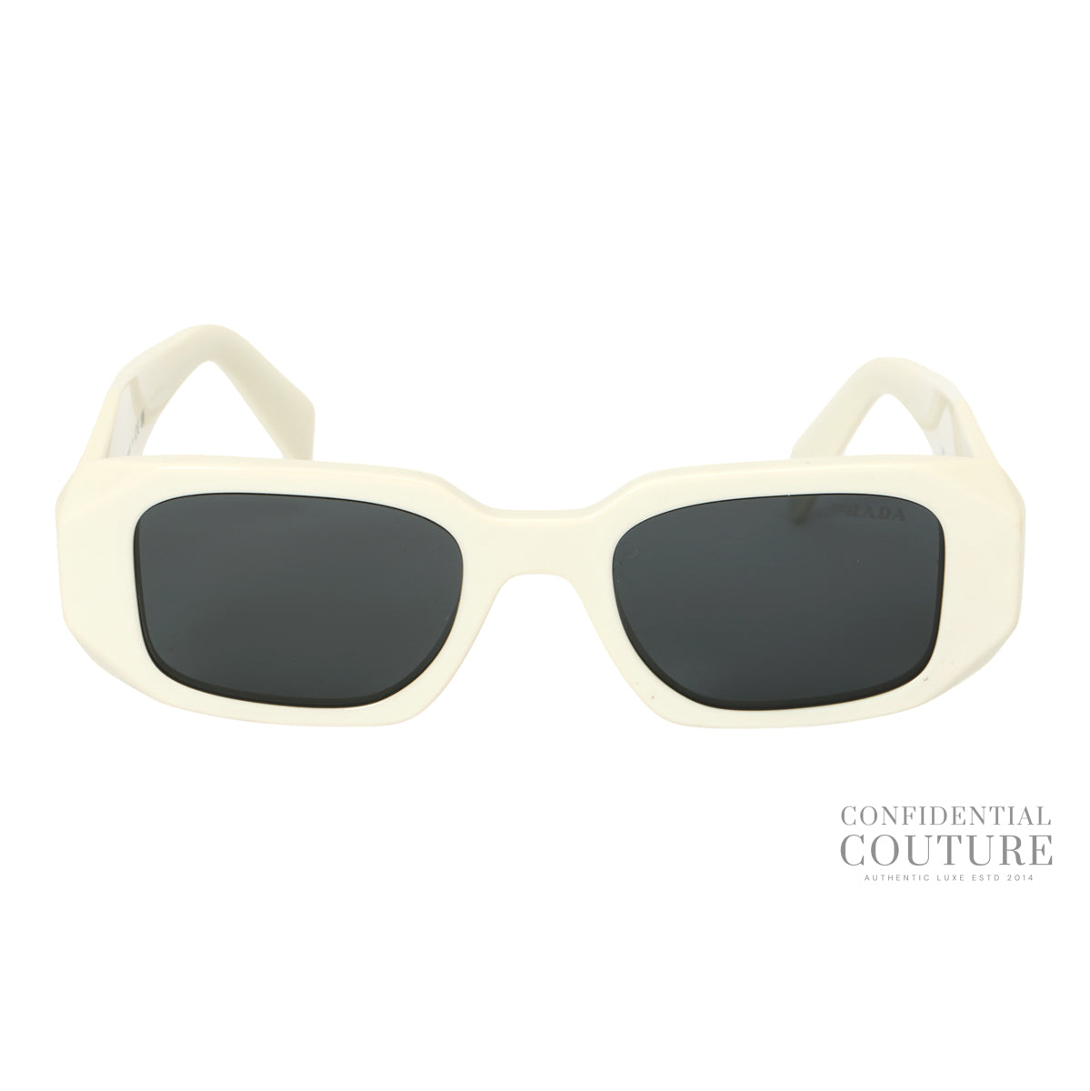 White UV-Protected Rectangle Sunglasses - 0PR 17WS