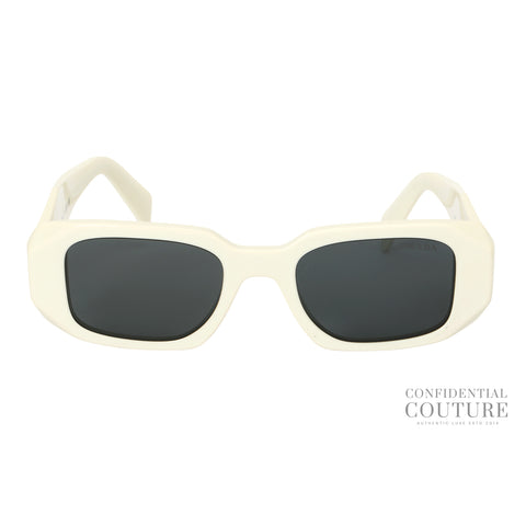 White UV-Protected Rectangle Sunglasses - 0PR 17WS