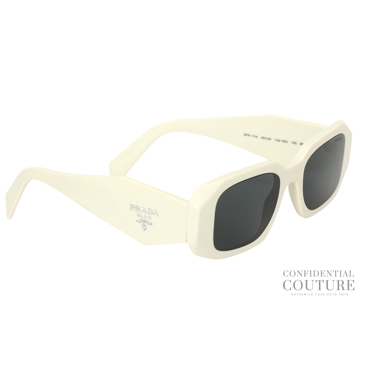 White UV-Protected Rectangle Sunglasses - 0PR 17WS