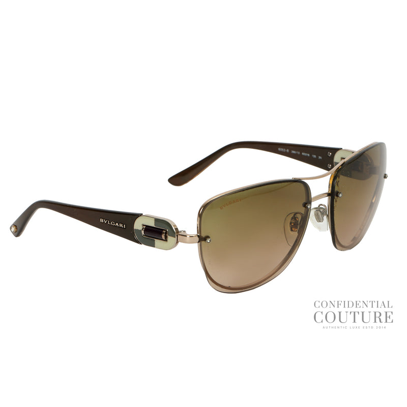 Women Bvlgari 6053-B Green Tone Lens Aviators Sunglasses