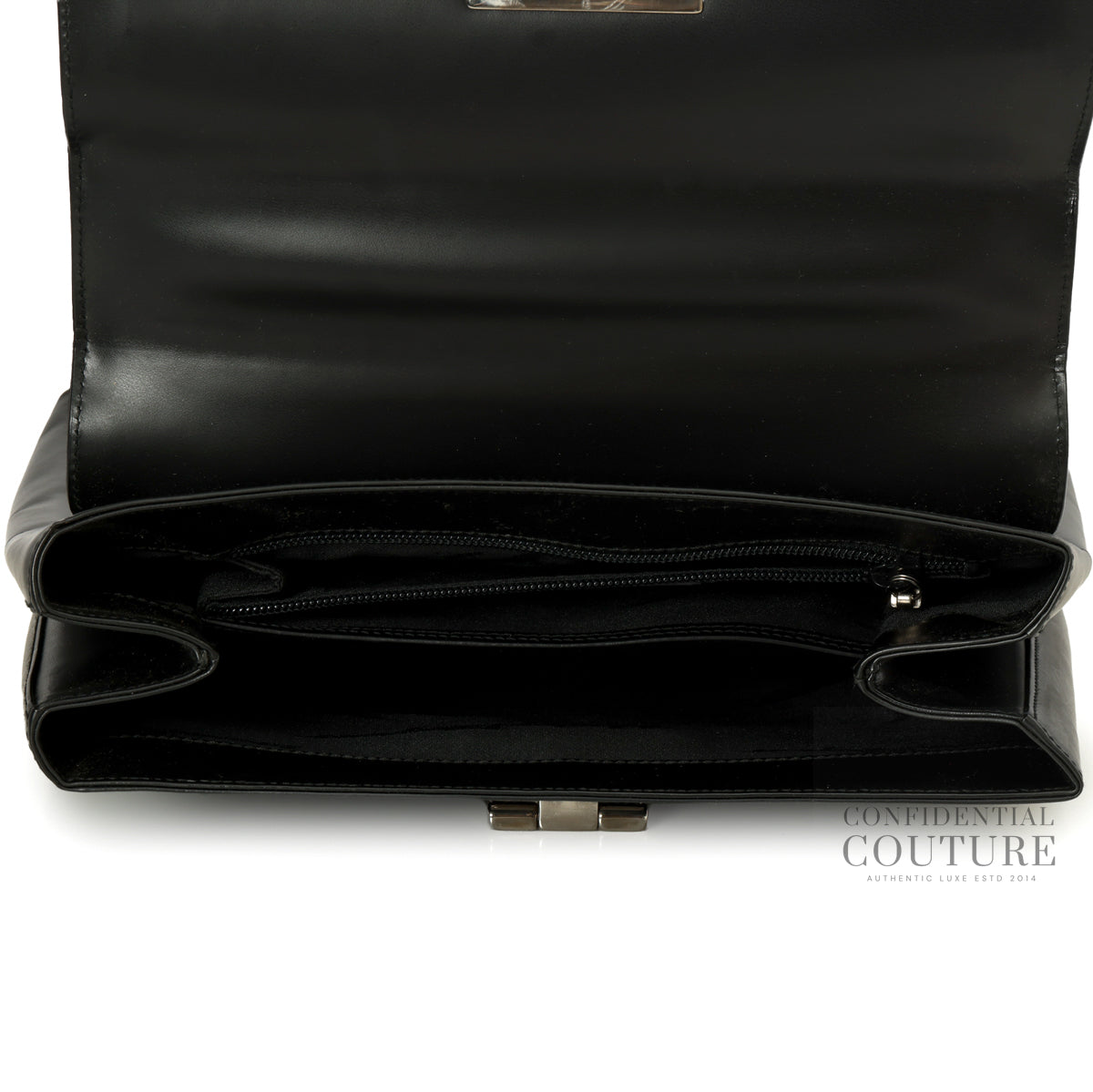 Black Leather Kelly Top Handle Bag