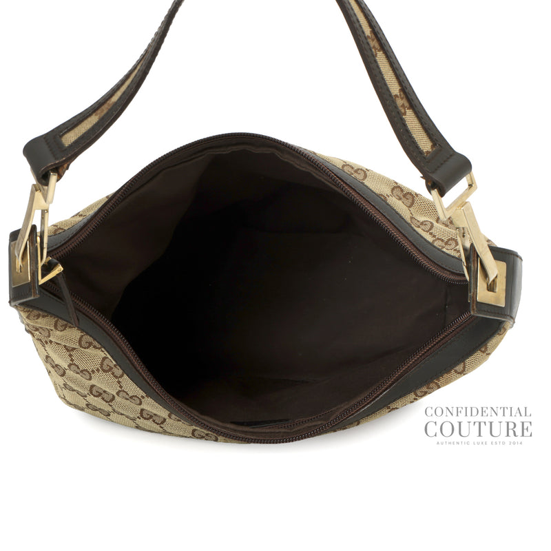 Authentic Gucci GG Canvas Brown/Beige Small Hobo Bag