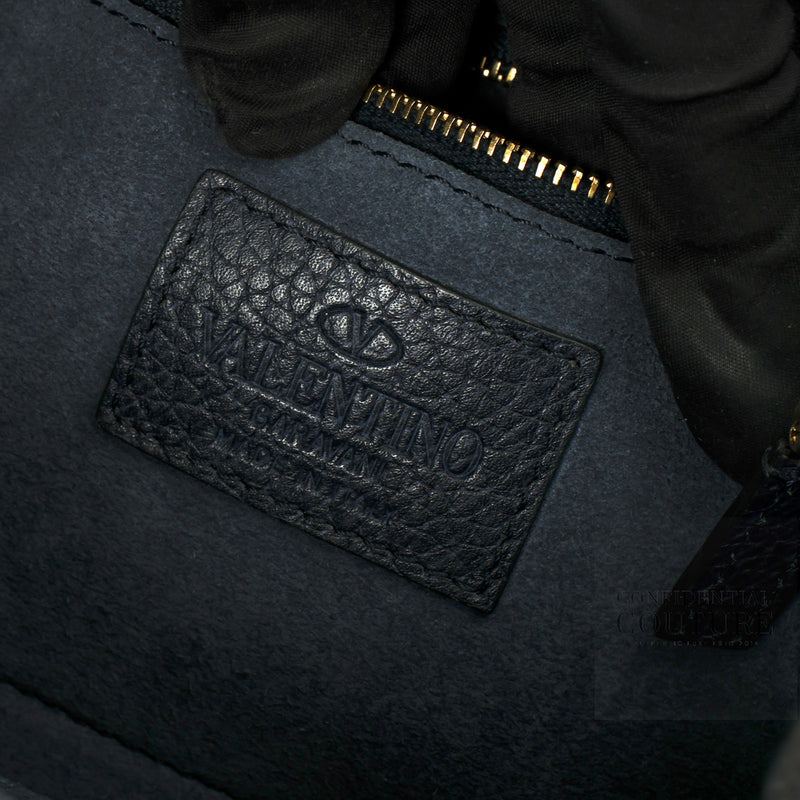 Women Valentino Rockstud Glam Lock Small Black Flap Bag