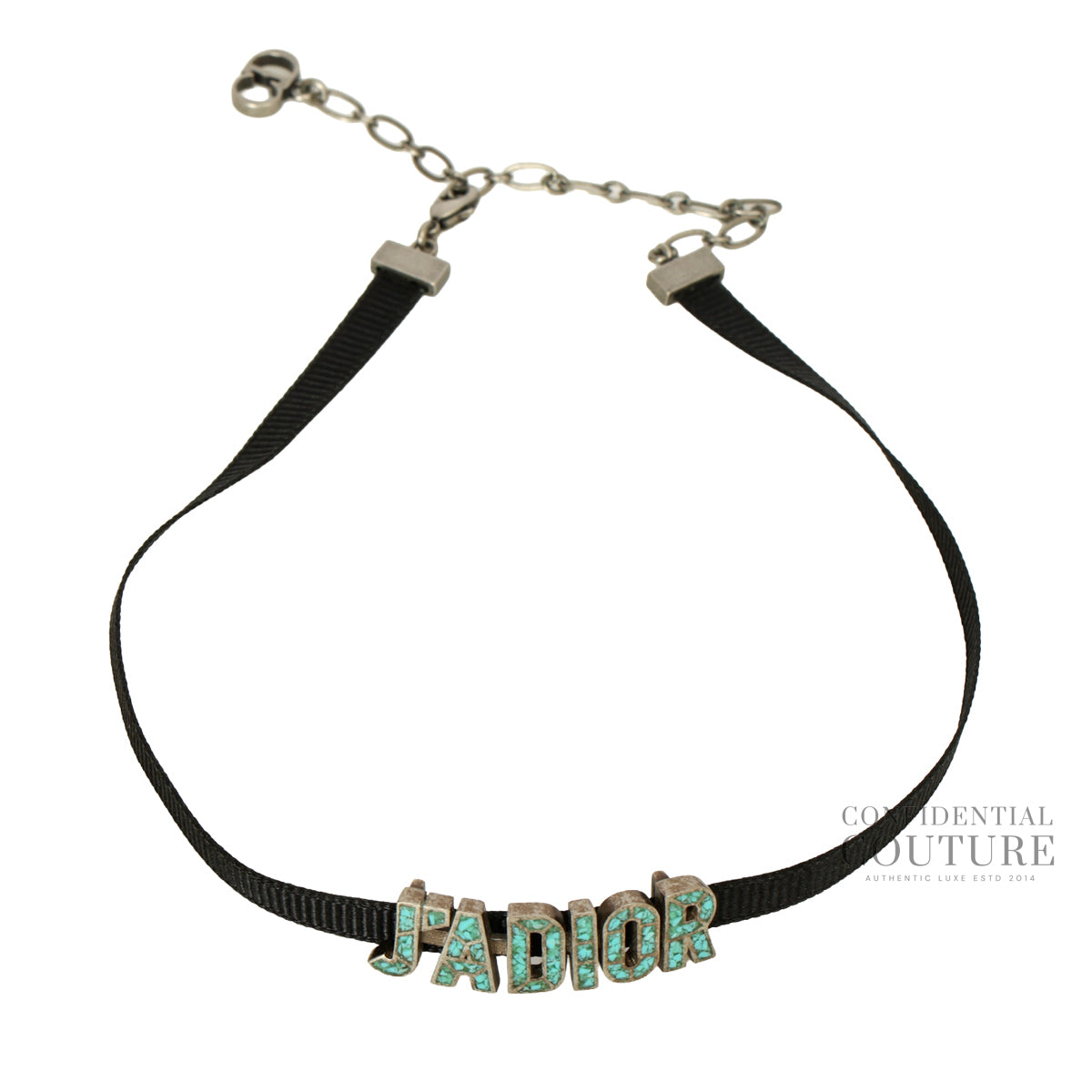 J'Adior Blue Enamel & Ribbon Choker Necklace