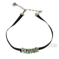 J'Adior Blue Enamel & Ribbon Choker Necklace