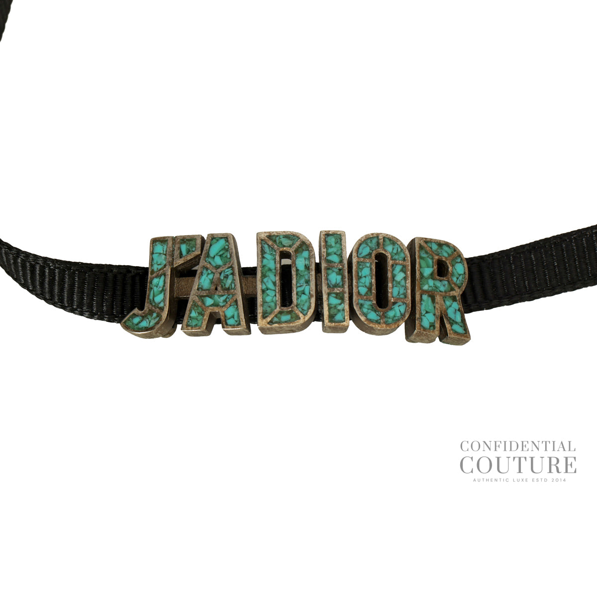 J'Adior Blue Enamel & Ribbon Choker Necklace