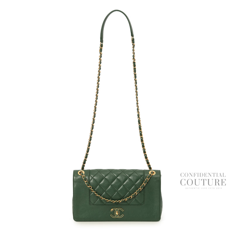 Green Mademoiselle Medium Vintage Flap Bag