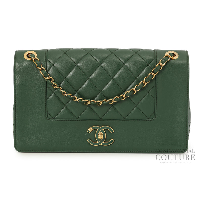 Green Mademoiselle Medium Vintage Flap Bag