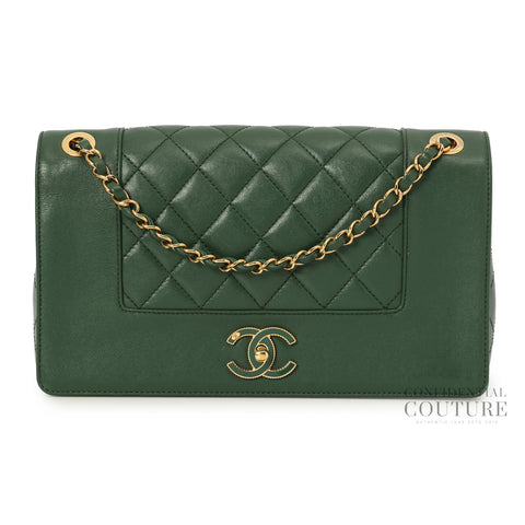 Green Mademoiselle Medium Vintage Flap Bag