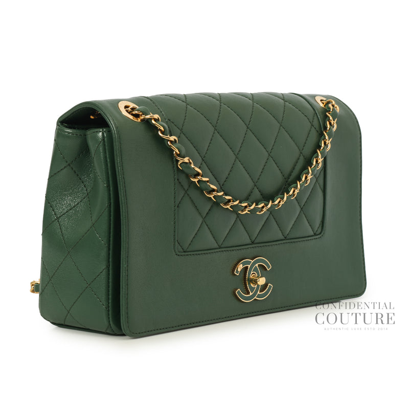 Green Mademoiselle Medium Vintage Flap Bag