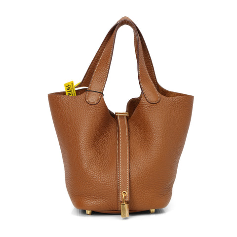 Sac Picotin Lock 18 Taurillion Gold On Gold Bag