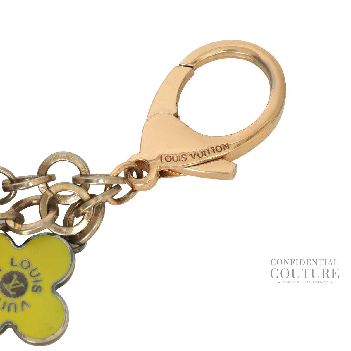 Lime Green Metal Enamel Fleur De Monogram Bag Charm