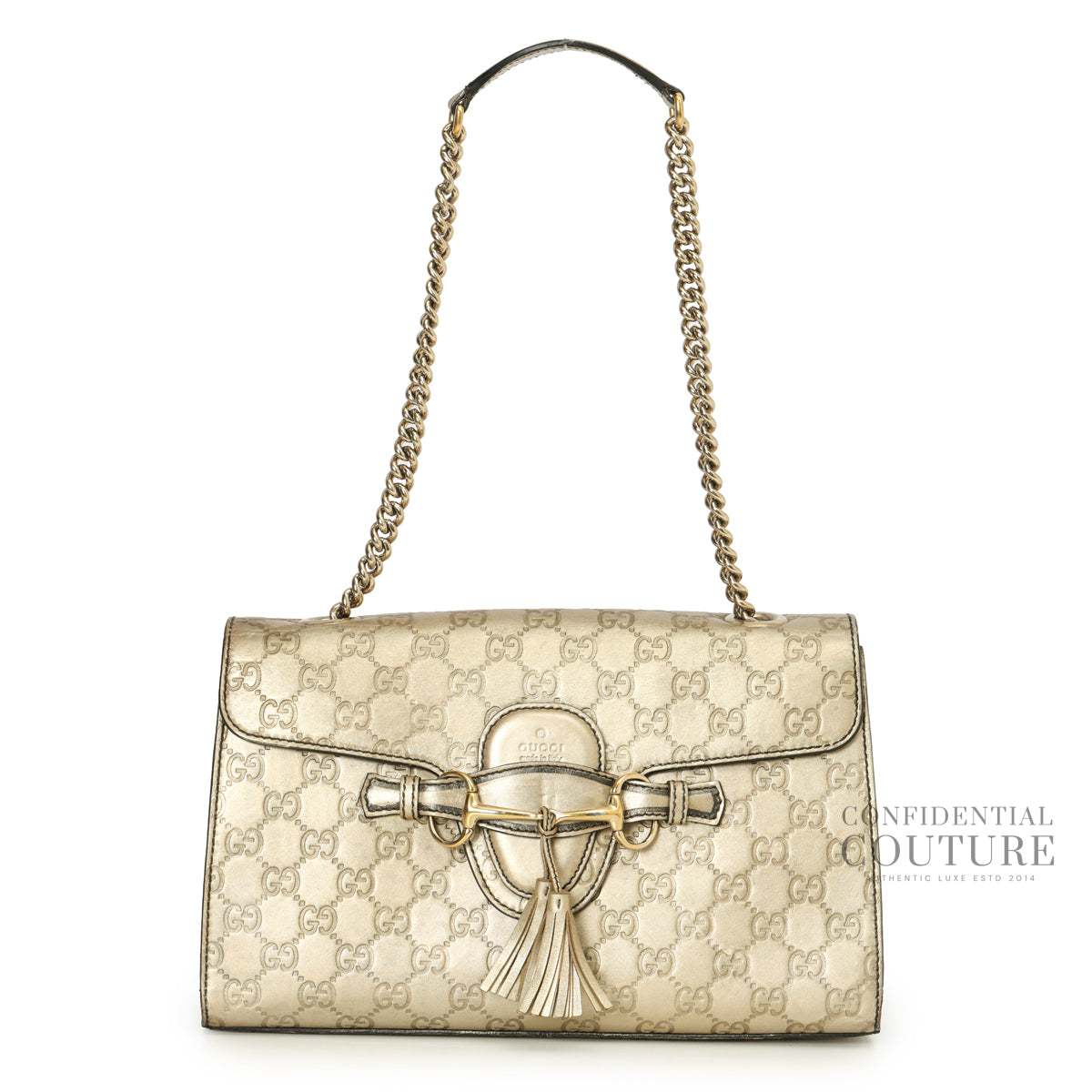 Medium GG Signature Emily Gold Chain Shoulder Bag
