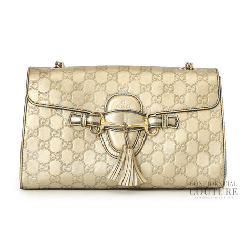 Medium GG Signature Emily Gold Chain Shoulder Bag