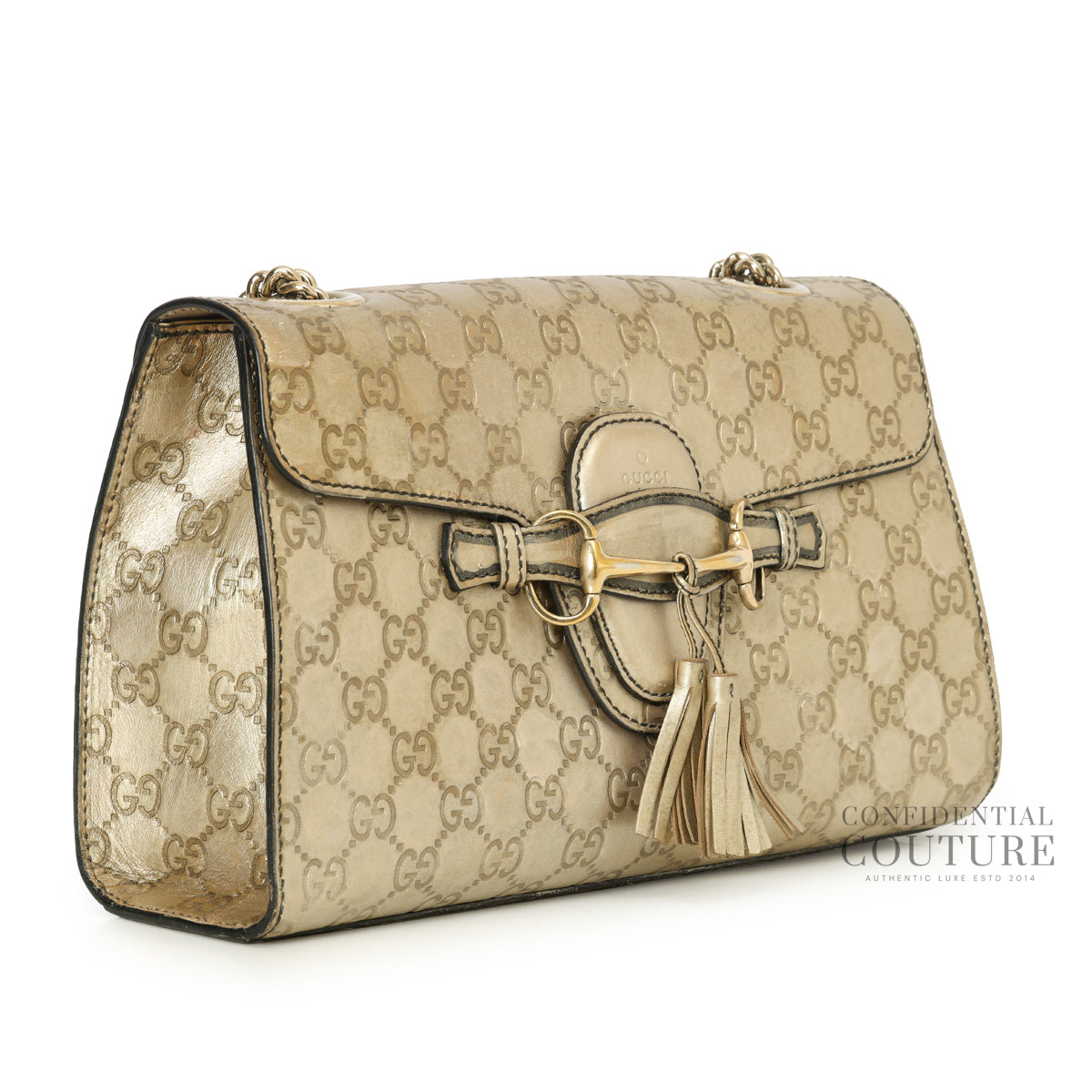 Medium GG Signature Emily Gold Chain Shoulder Bag