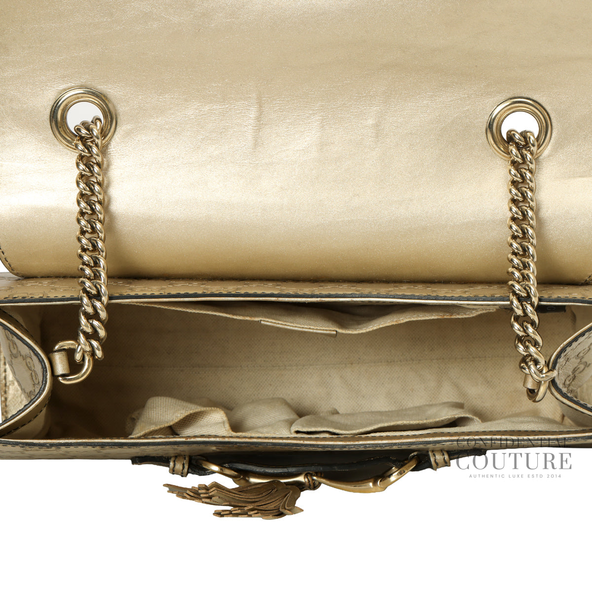 Medium GG Signature Emily Gold Chain Shoulder Bag