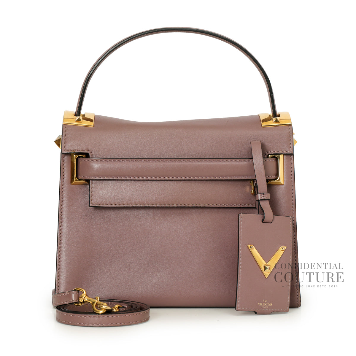 Garavani My Rockstud Leather Top Handle Bag