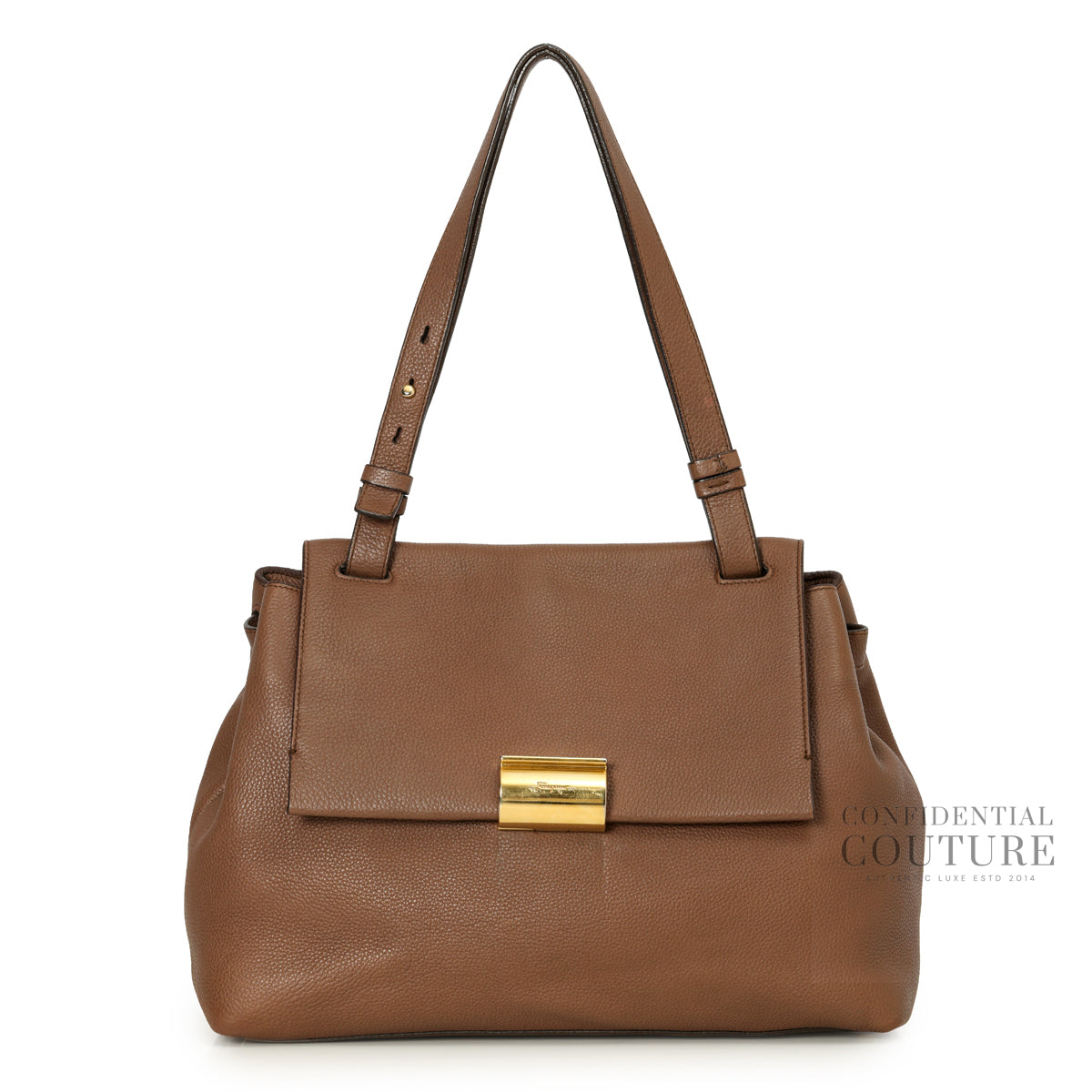 Brown Pebbled Leather Medium Ginger Tote Bag