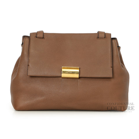 Brown Pebbled Leather Medium Ginger Tote Bag