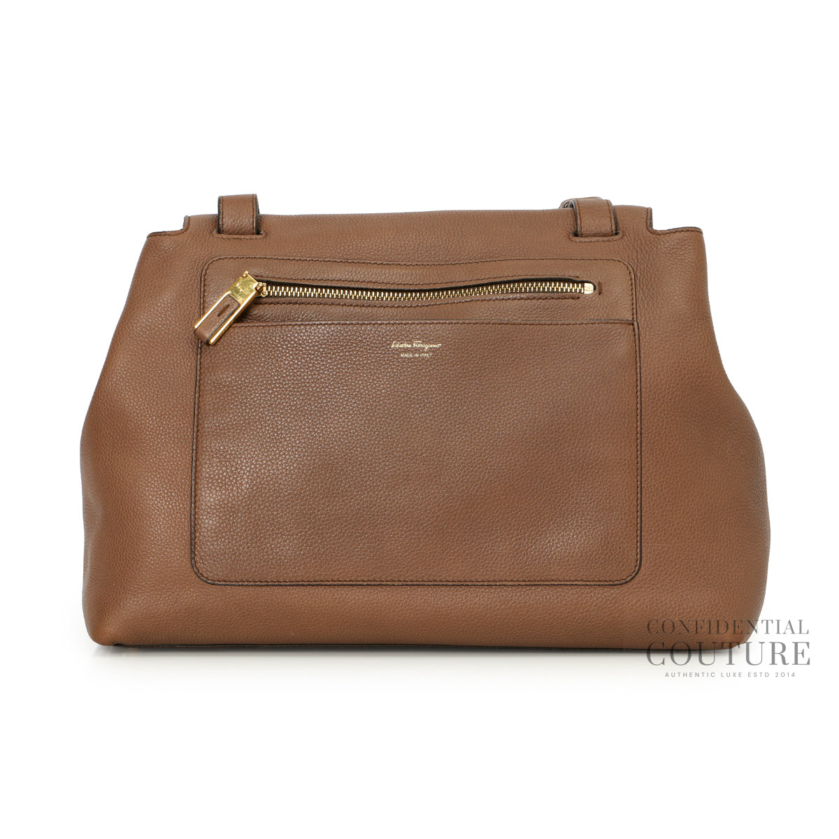 Brown Pebbled Leather Medium Ginger Tote Bag