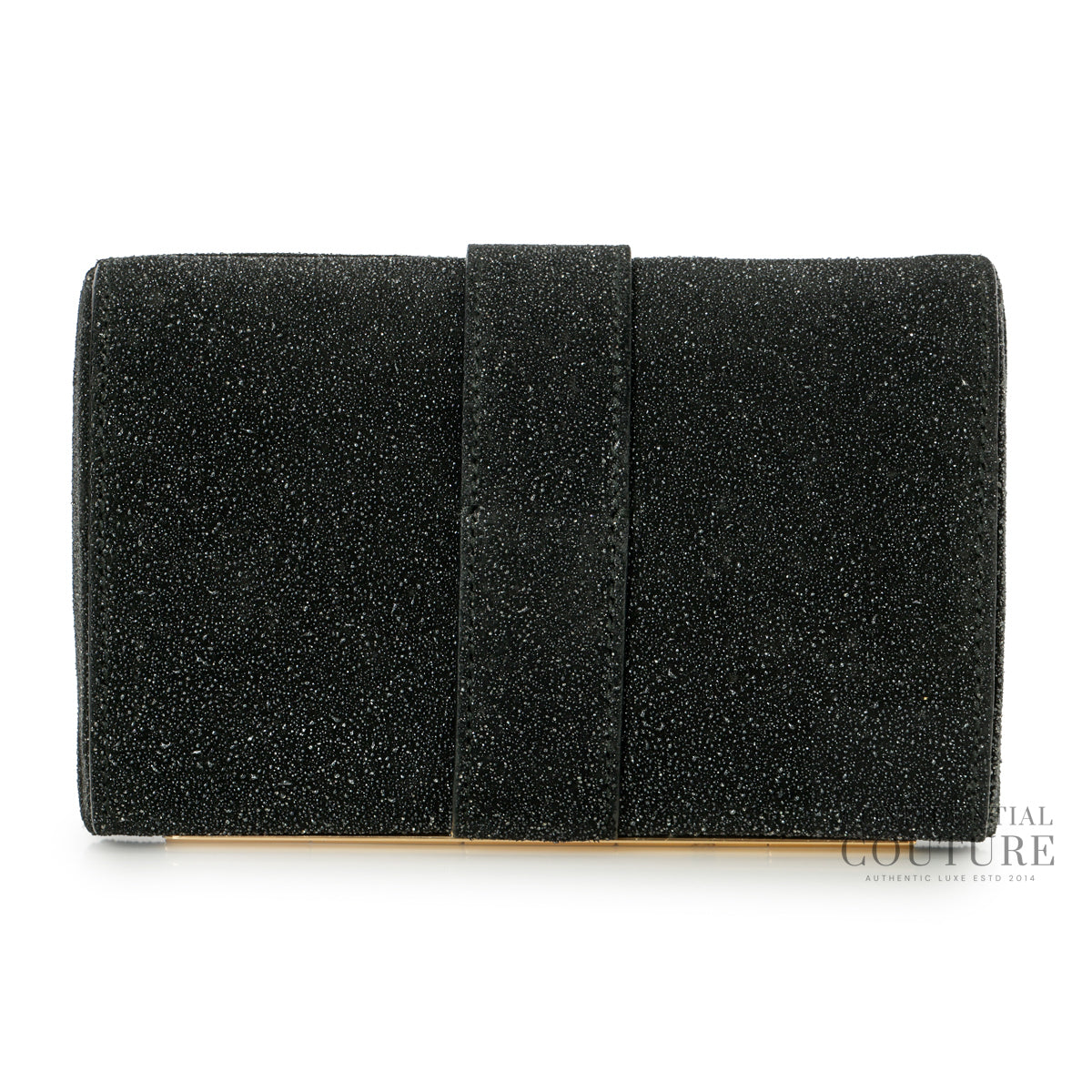 Chyc Black Shimmer Glitter And Suede Y-Ligne Clutch