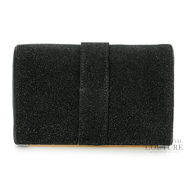 Women Yves Saint Laurent Chyc Black Shimmer Glitter And Suede Y-Ligne Clutch