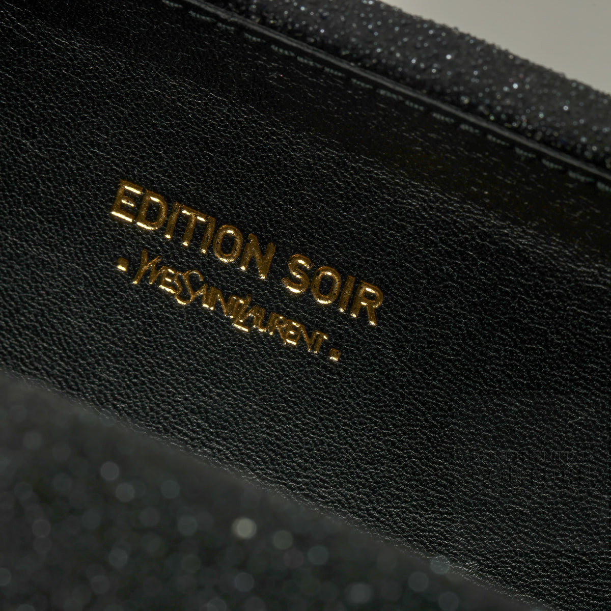 Chyc Black Shimmer Glitter And Suede Y-Ligne Clutch