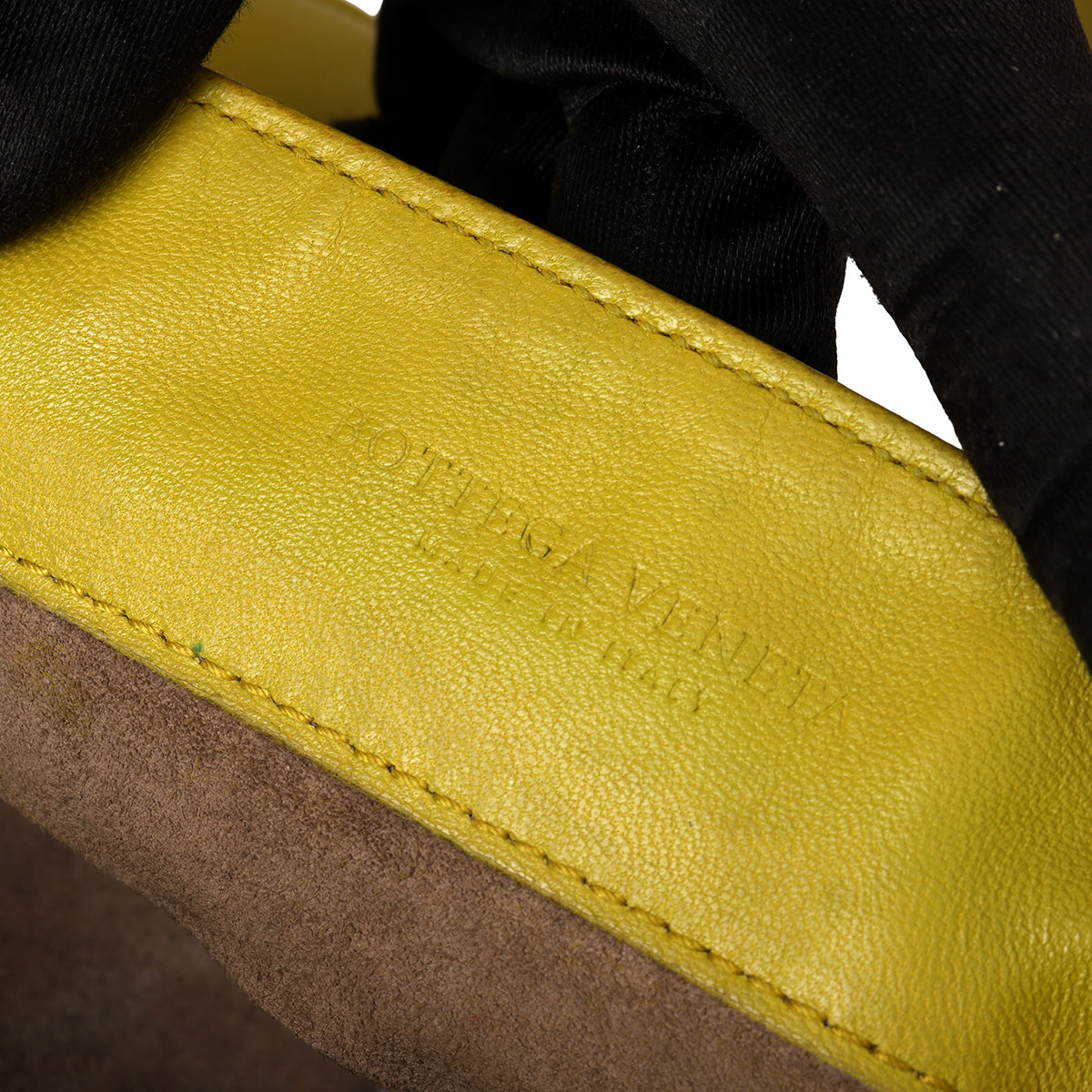 Olive Intrecciato Small Leather Drawstring Flap Crossbody Bag