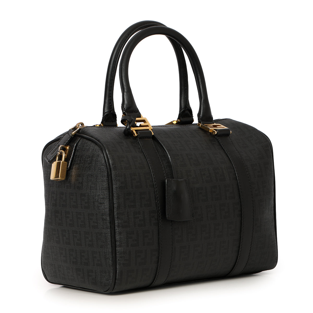 Black Small Noccino Zucchino Spalmati Coated Canvas Forever Bauletto Boston Bag