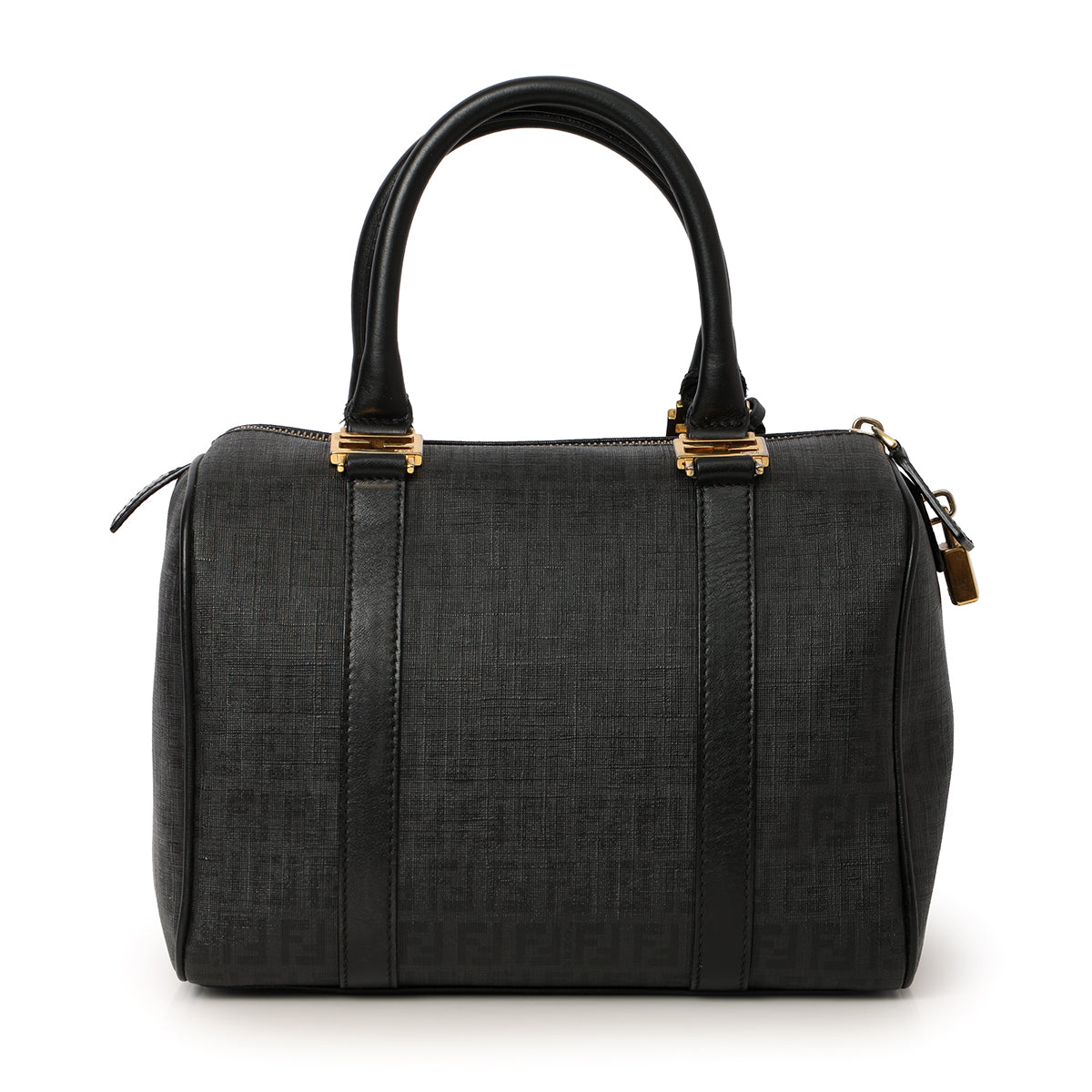 Black Small Noccino Zucchino Spalmati Coated Canvas Forever Bauletto Boston Bag