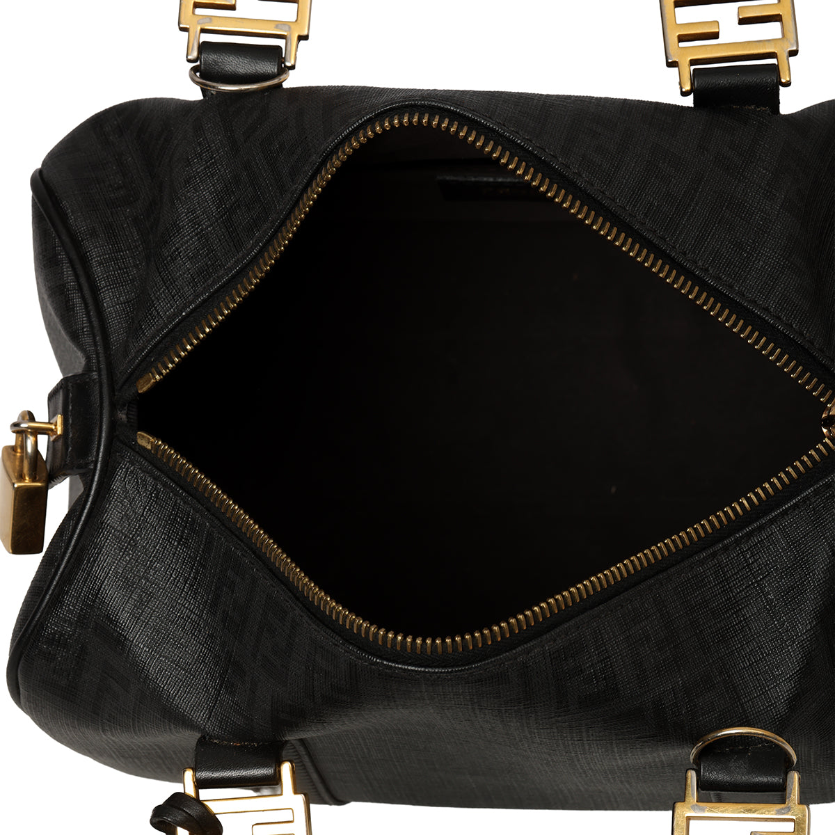 Black Small Noccino Zucchino Spalmati Coated Canvas Forever Bauletto Boston Bag
